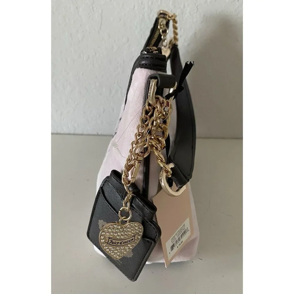 Juicy Couture Classic Scottie Dogs Hobo Purse‎ Shoulder Bag Chiffon Pink NEW
